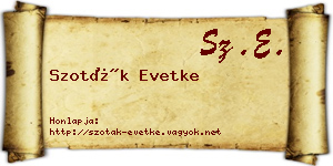 Szoták Evetke névjegykártya